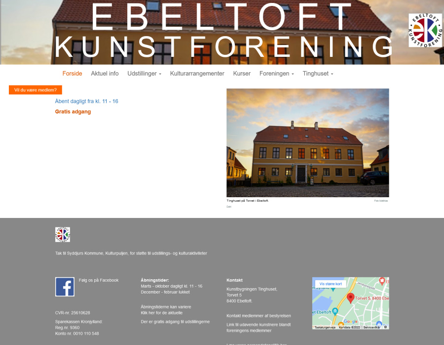 Forsidebillede på Ebeltoft Kunstforenings hjemmeside