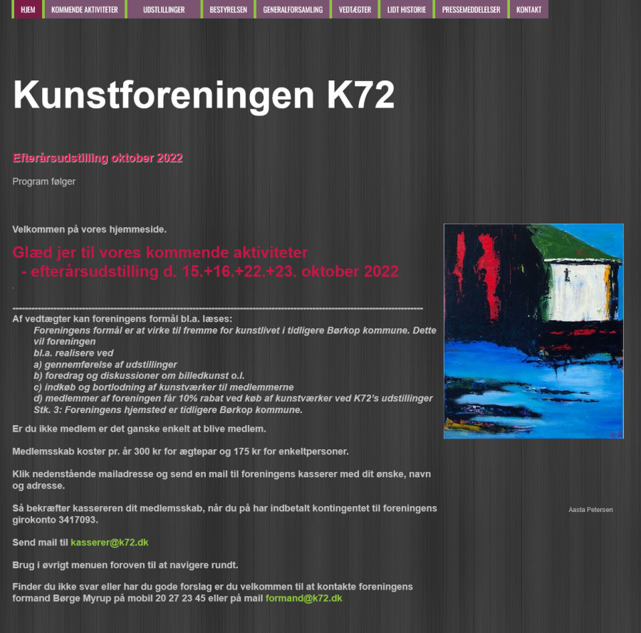 Link til hjemmesiden for Kunstforeningen K72
