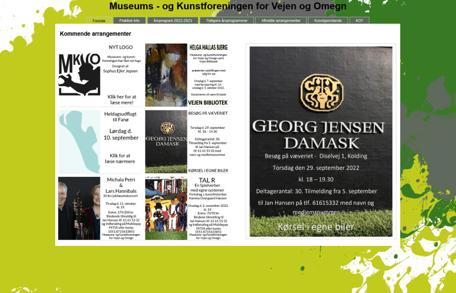 Link til hjemmesiden for Museums- og Kunstforeningen for Vejen og Omgen