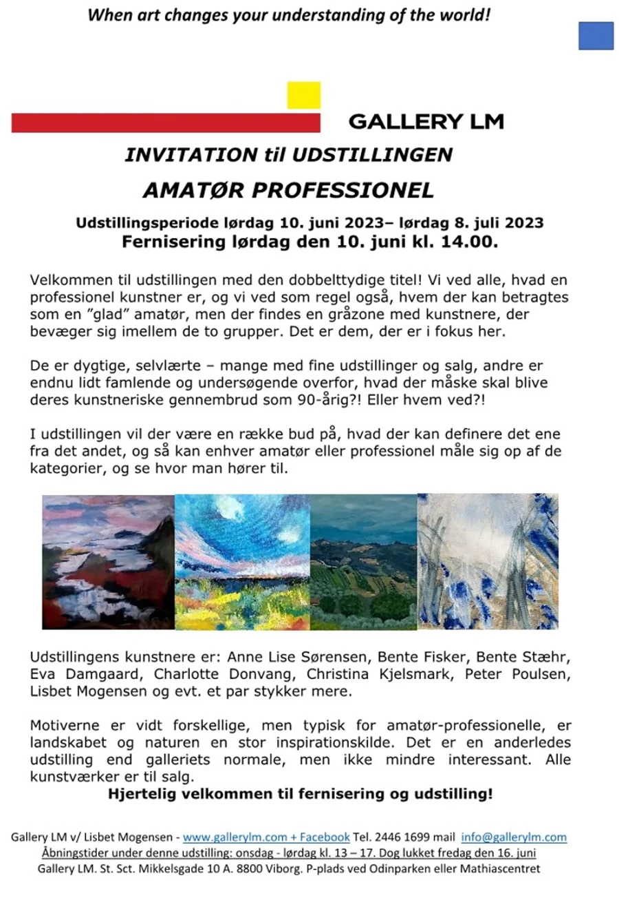 Gallery LM, Viborg - Invitation til udstillingen "Amatør professionel"