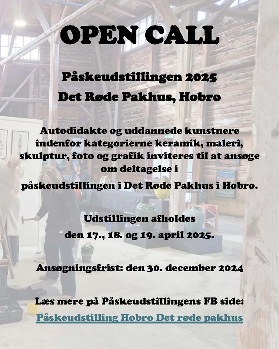 Link til omtale af Open Call Påskeudstillingen 2025 i Det Røde Pakhus i Hobro