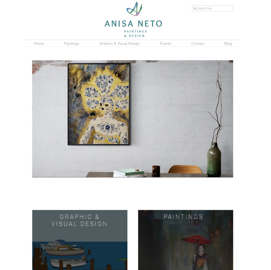 Link til forsiden på Anisa Netos hjemmeside