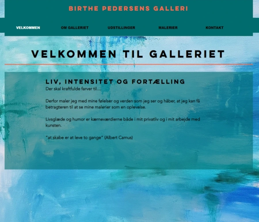 Billedet viser forsiden af Birthe Bæk Pedersens hjemmeside