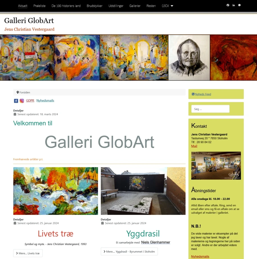 Link til Jens Christian Vestergaards hjemmeside Gallari GlobArt