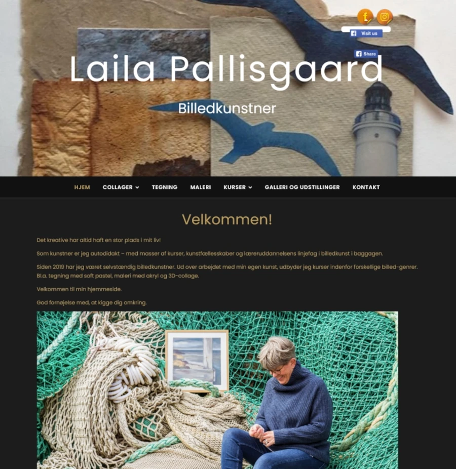 Billedet viser forsiden på Laila Pallisgaards hjemmeside