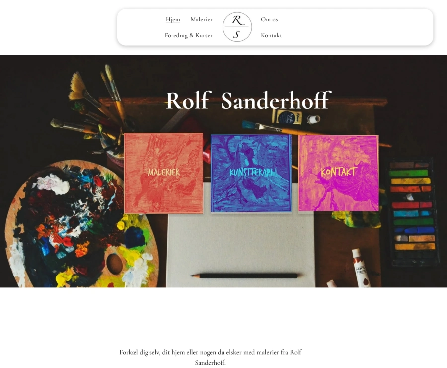 Billedet viser forsiden på Rolf Sanderhoffs hjemmeside